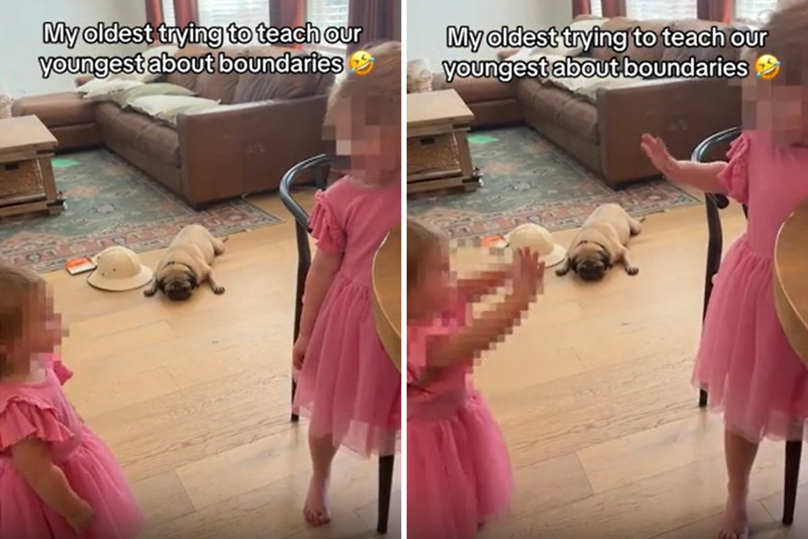 Girl, 4, teaches small sister on 'healthy border'