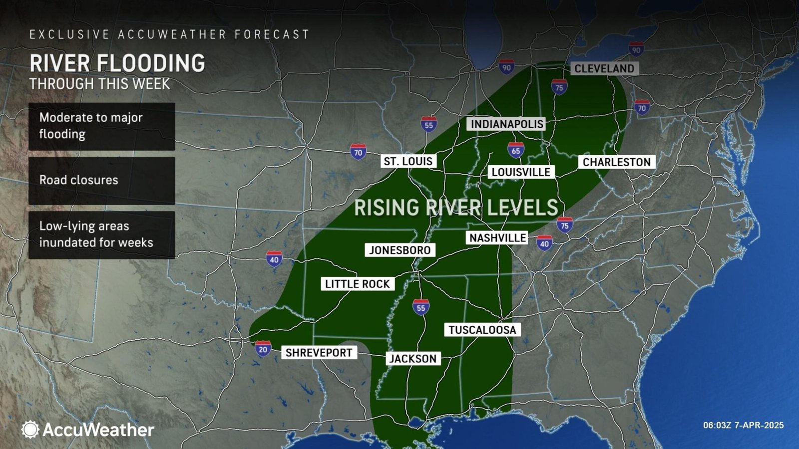 Maps shows where the major river's river could last 'weeks'