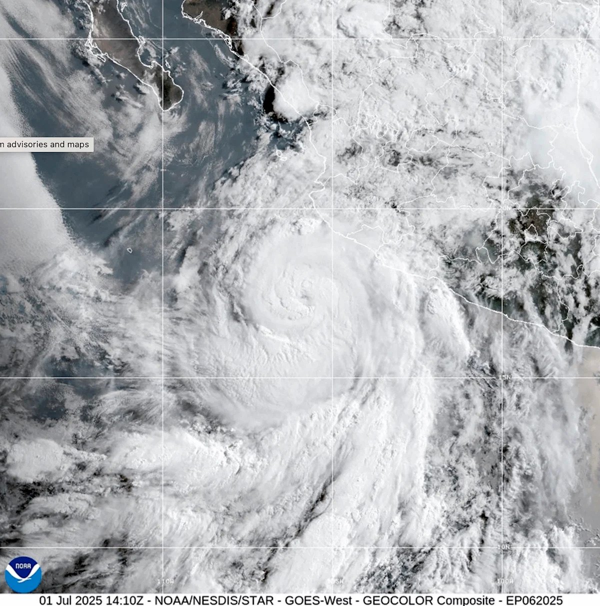 Hurricane flossie is now a category 2 out of the peaceful coast of Mexico