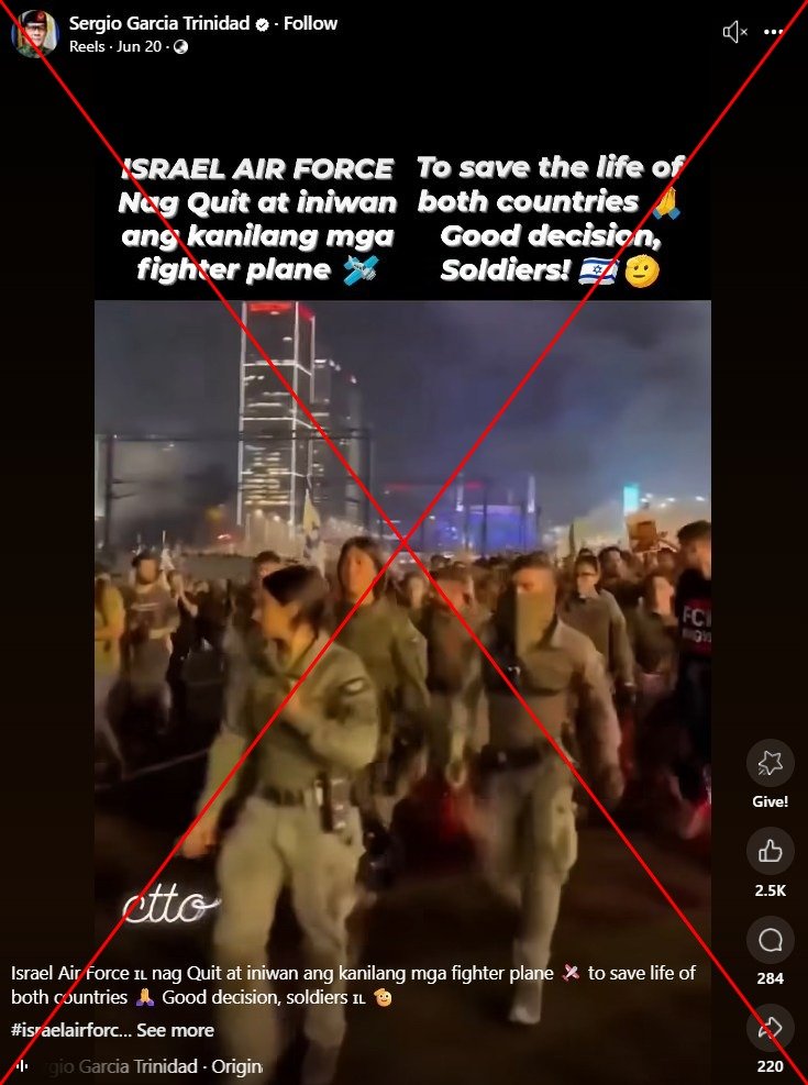 Video does not show "Israeli Air Force" in the war with Iran