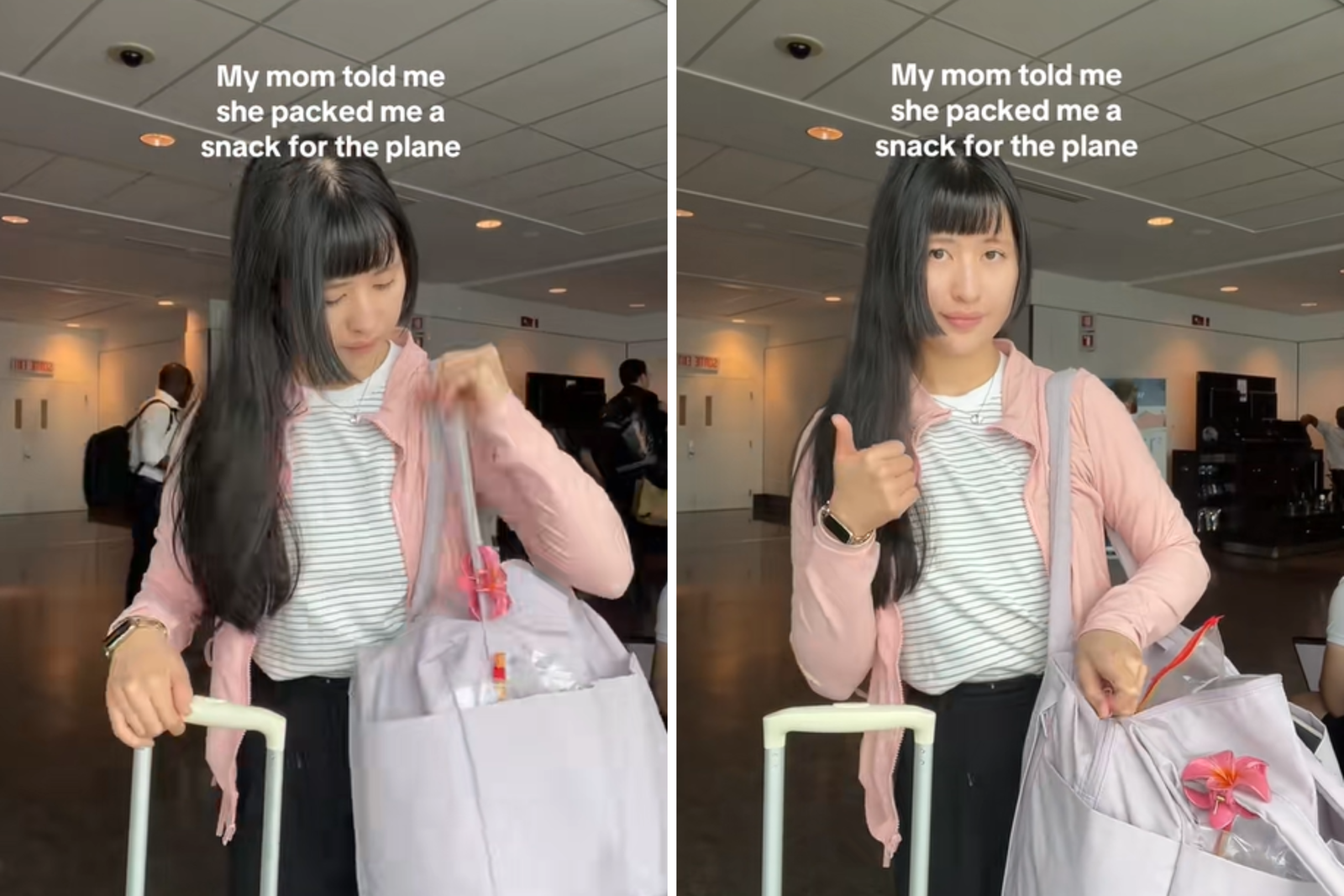 Gen Z wome Opens Porte-on Face - can't believe that his mother packed