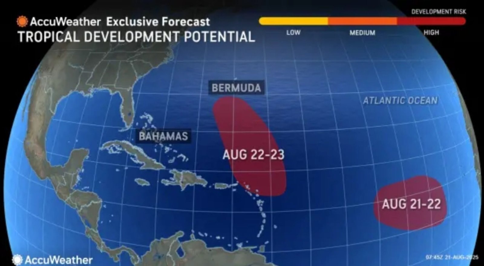 The timeline displays potential dates for the next two storms after hurricane erin
